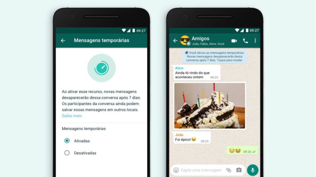 Benefícios das Mensagens Temporárias